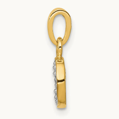 Diamond Letter O Initial Pendant, 14K Yellow Gold with Rhodium