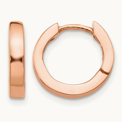 Round Hinged Hoop Earrings, 14K Rose Gold