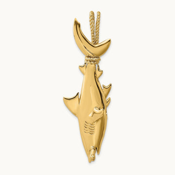 3-D Hammerhead Shark w/ Rope Bail Charm, 14K