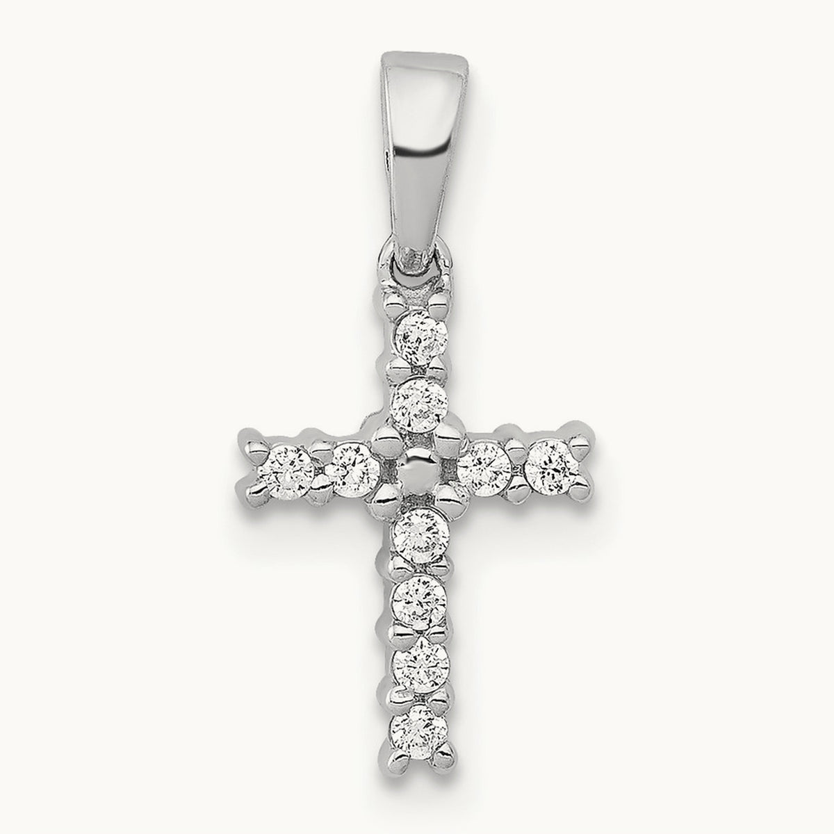 Latin Cross Pendant, 0.10 ct tw Lab-Grown Diamond — 14K White Gold