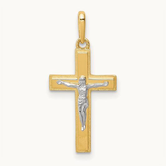 Crucifix Pendant, 14K Two-tone