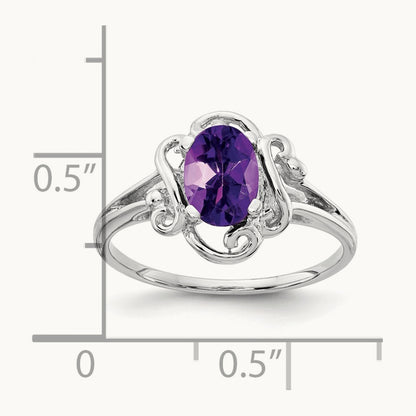 7x5mm Oval Amethyst ring, 14K White Gold