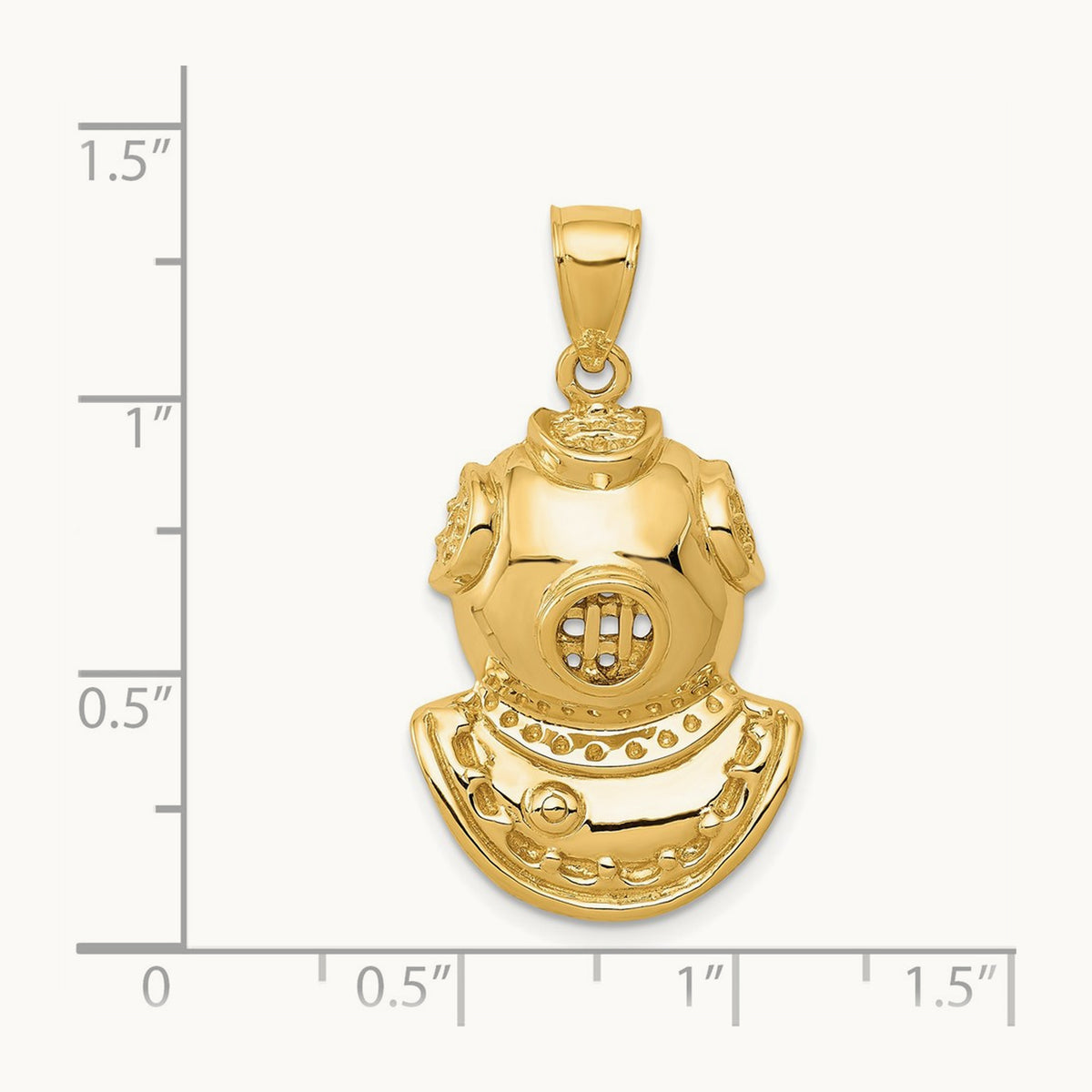 Divers Helmet Pendant, 14K