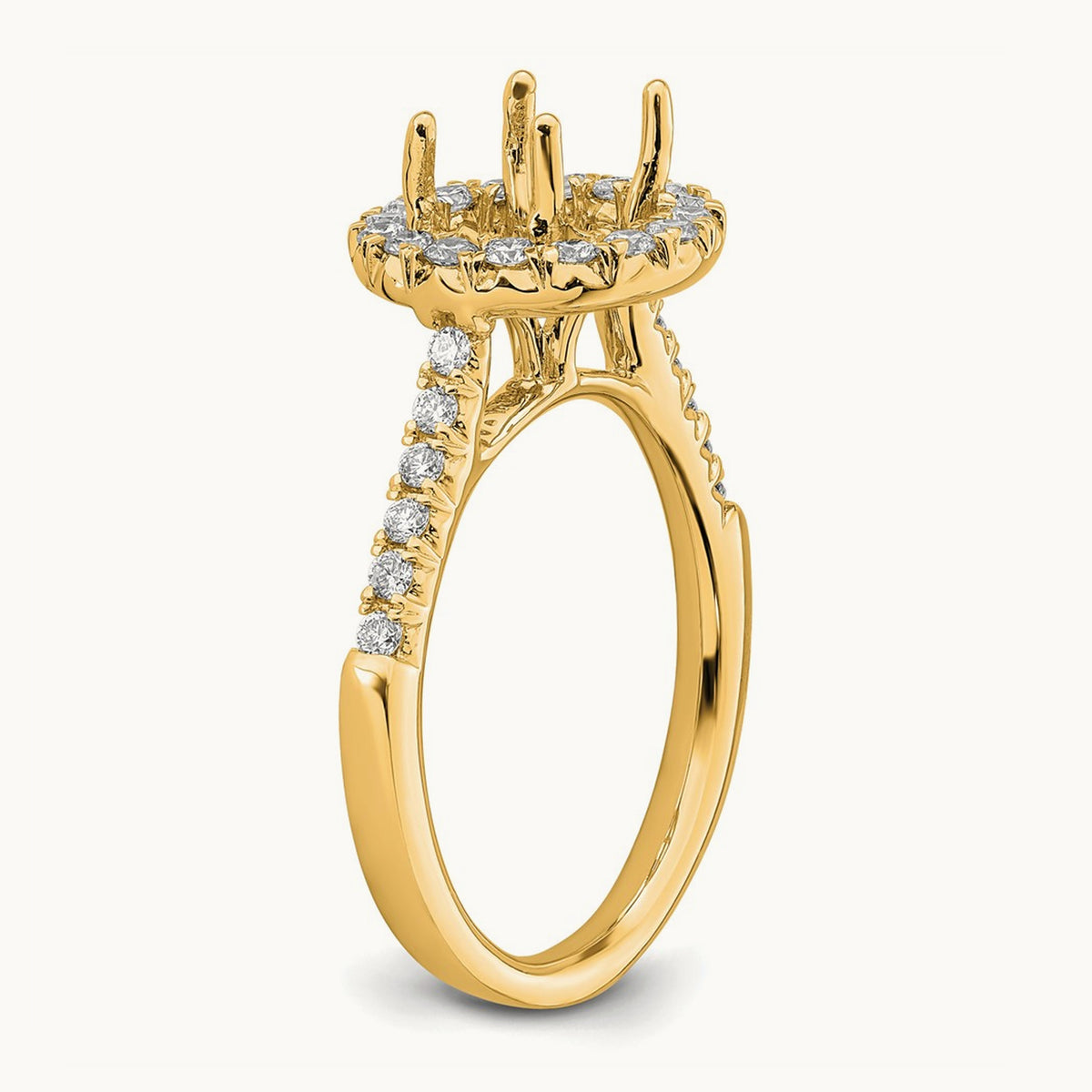 Semi-Mount Engagement Ring, 0.25-0.50 ct tw Lab-Grown Diamond — 1/2 ct (holds 2 ct center) · VS/SI (Great), 14K Yellow Gold
