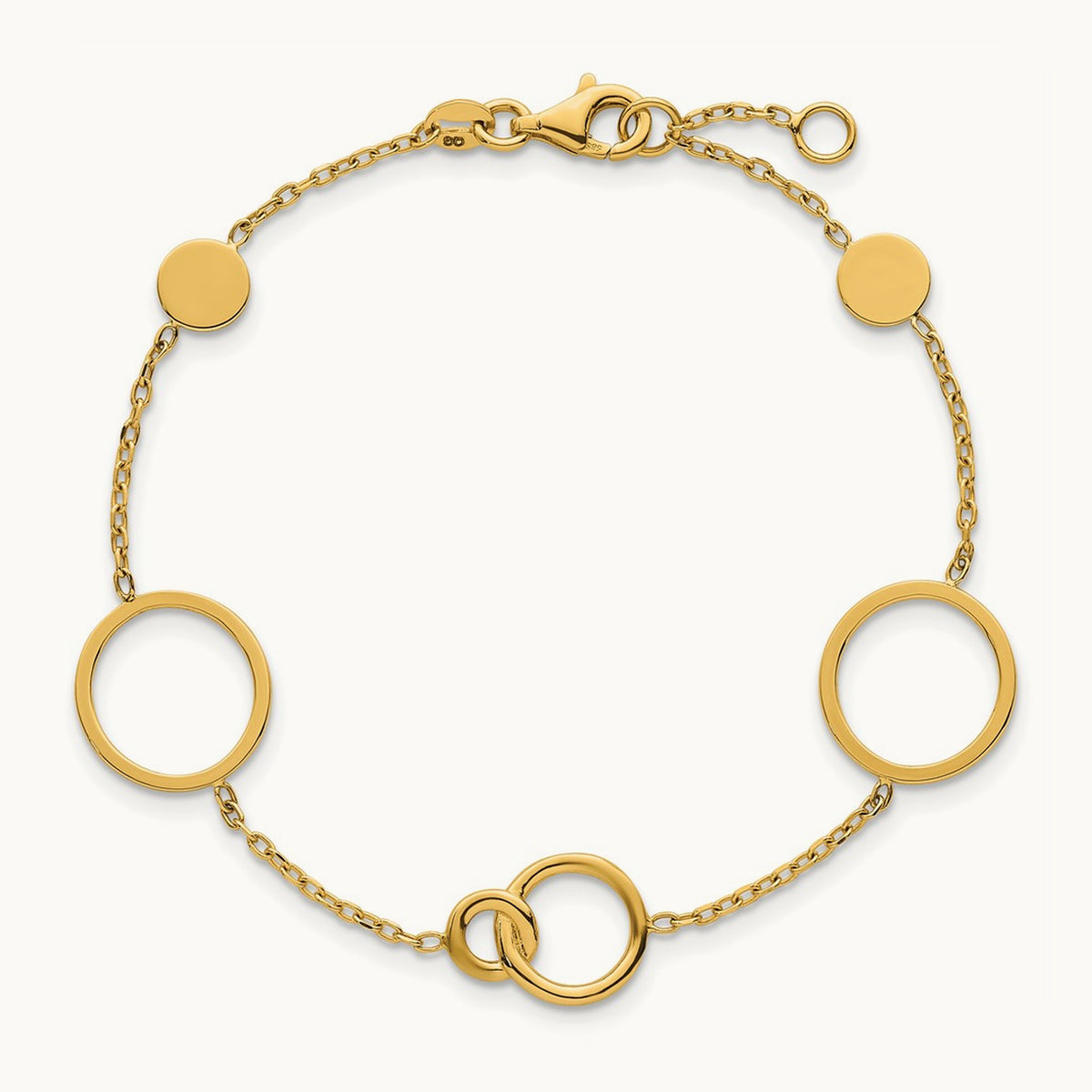 Polished Circle Pattern Bracelet, 14K