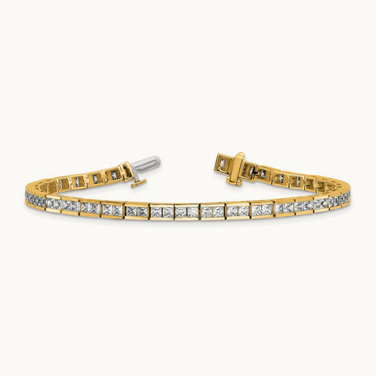Princess Tennis Bracelet, 5.00 ct tw Lab-Grown Diamond — 14K Yellow Gold
