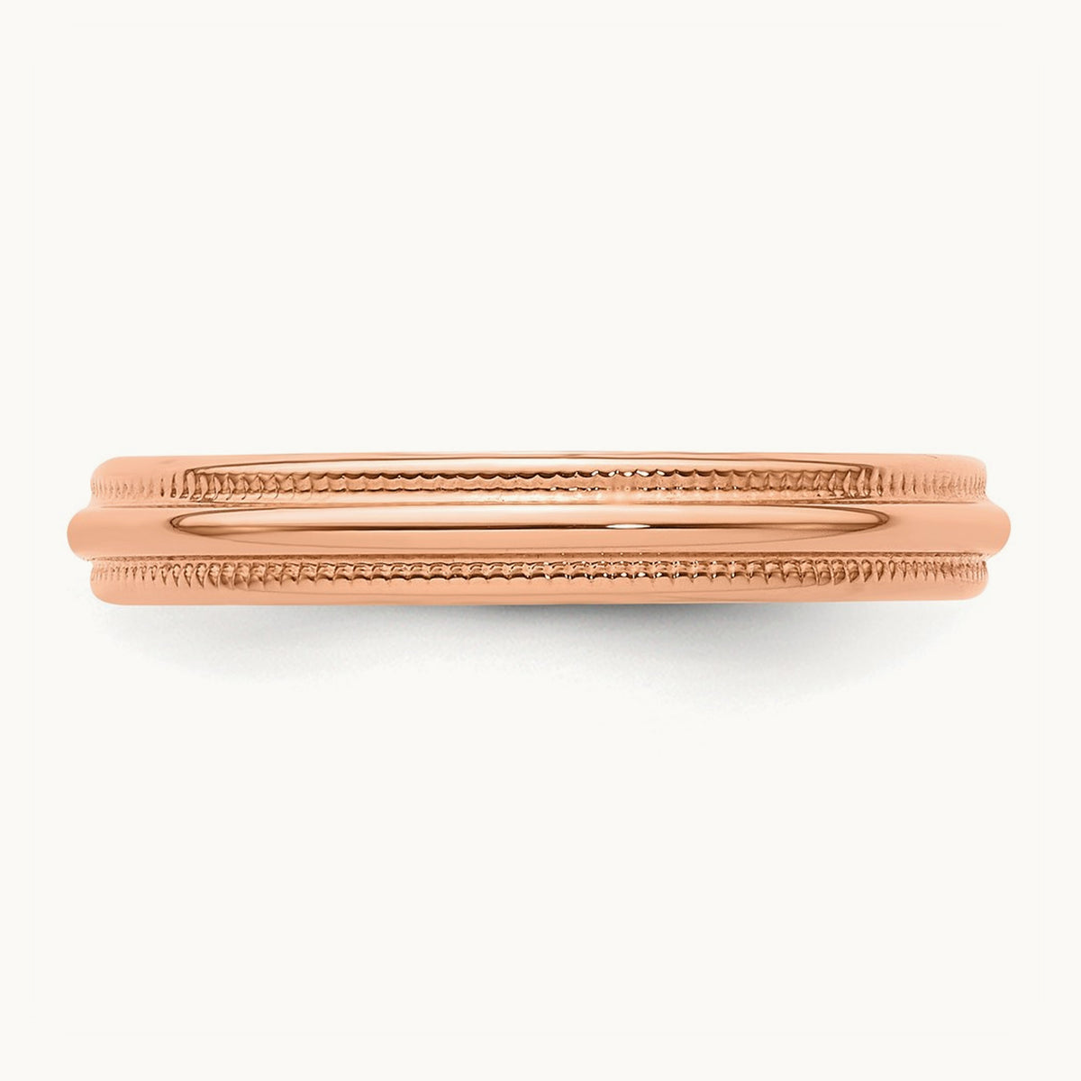 Lightweight Milgrain Half Round Band — 14K Rose Gold, 3mm