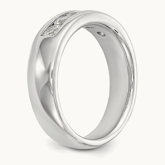 5-Stone Diamond Channel Band, 14K White Gold