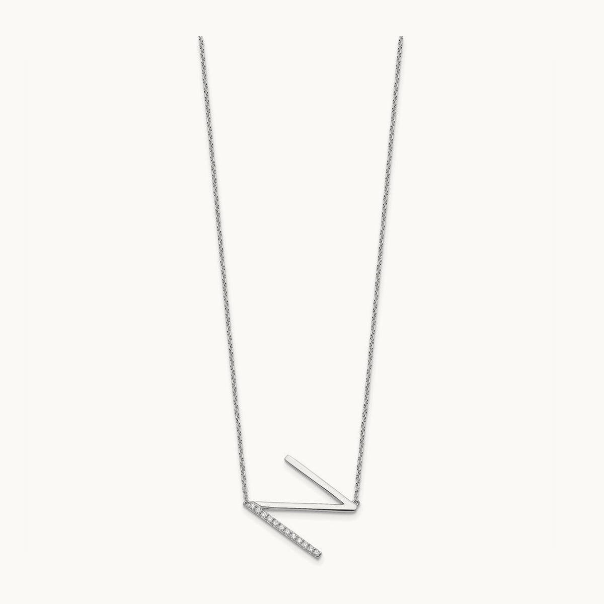 Sideways Diamond Necklace — 14K White Gold, N