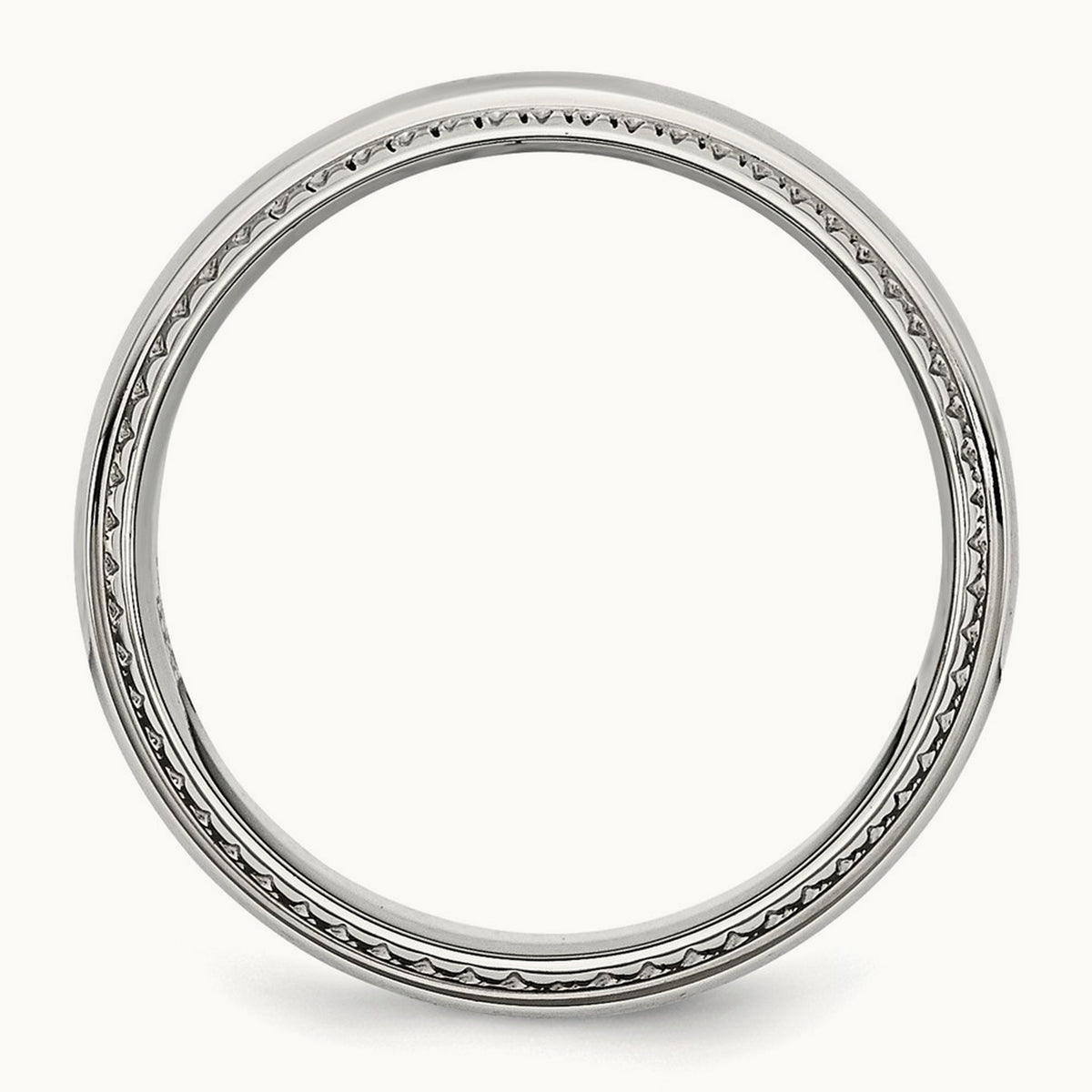 Polished Textured Edged Band, 8mm, Stainless Steel