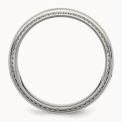 Polished Textured Edged Band, 8mm, Stainless Steel