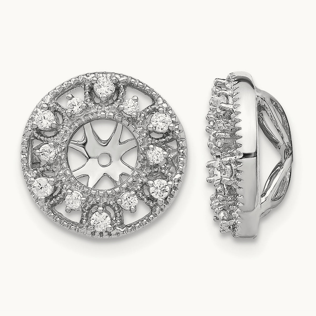 Fancy Diamond Earring Jackets — 14K White Gold, 13mm