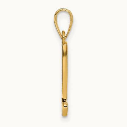 Script Letter N Initial Pendant, 14K Yellow Gold
