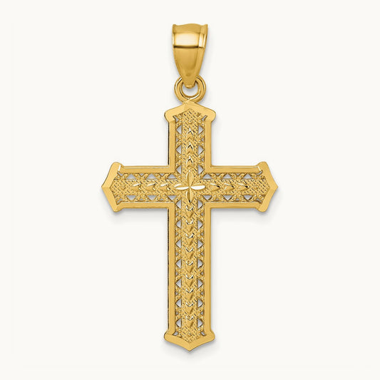 Polished Diamond-cut Textured Fancy Cross Pendant — photo set