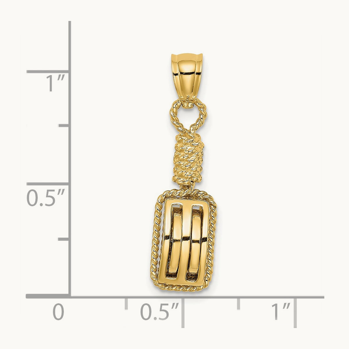 3D Block Mariners Pulley Charm, 14K