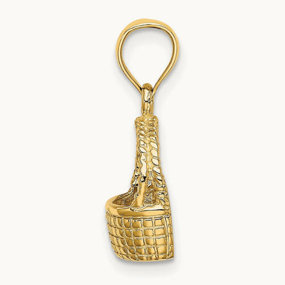 2-D Flat Back Basket Charm, 14K
