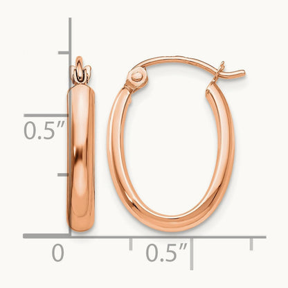 Polished Half-Round Oval Hoop Earrings — 13mm