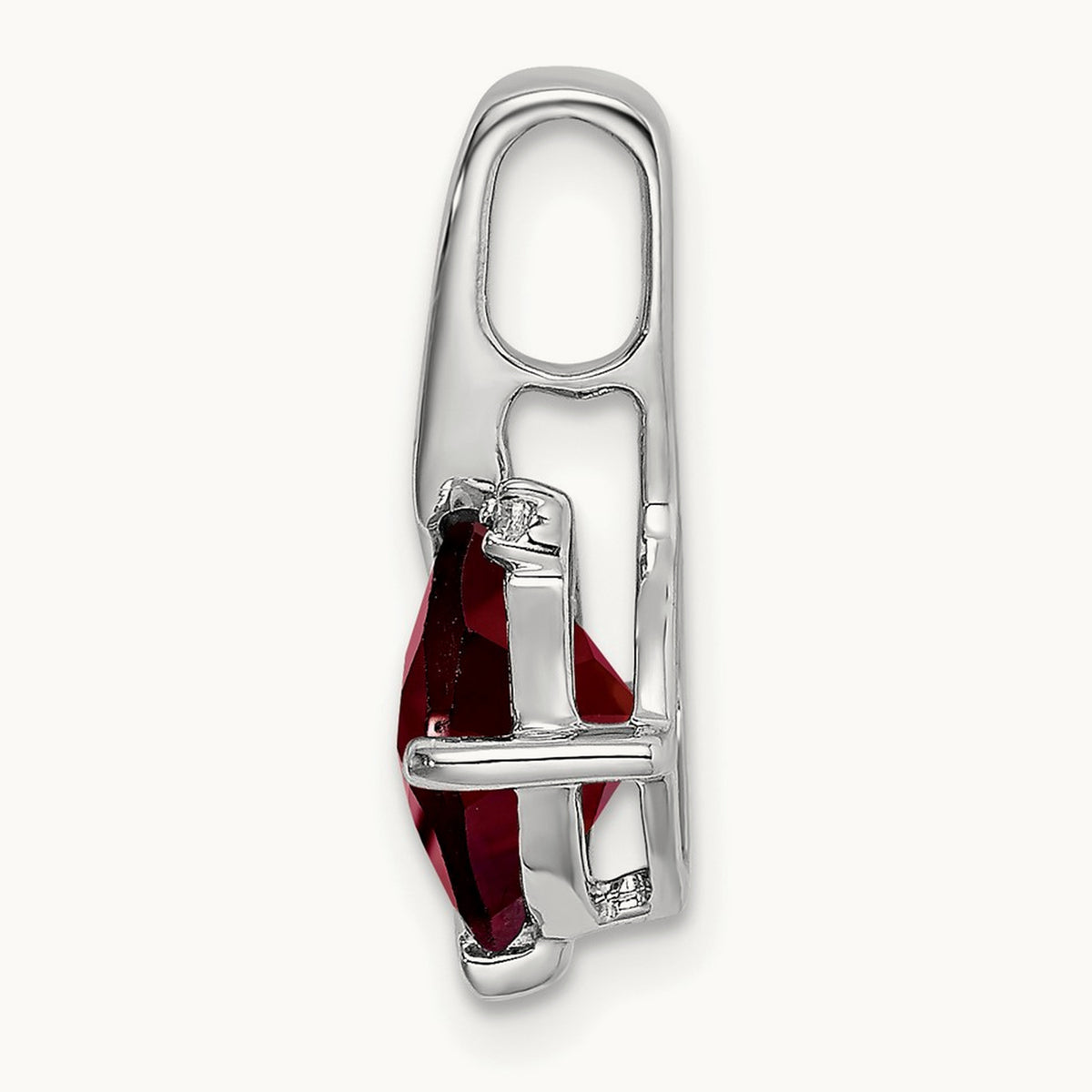 Cushion Garnet and Diamond Pendant — 14K White Gold