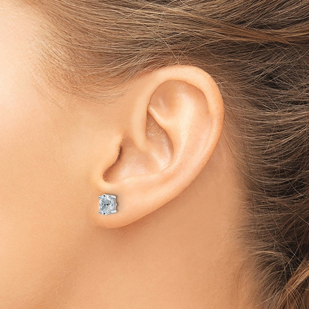Oval Four-Prong Stud Earrings, 0.50-6.00 ct tw Lab-Grown Diamond — 1 ct, 14K White Gold
