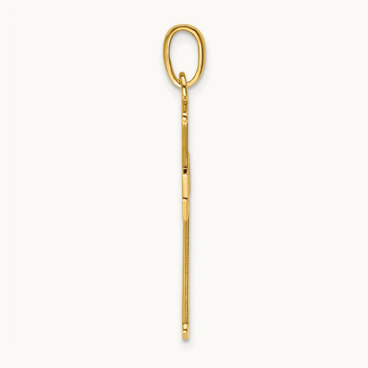 Arrow Tip Cross W/ Cross Accents Charm, 14K