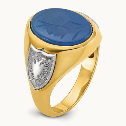 IBGoodman Men's Blue Agate Complete Ring, 14K Two-tone