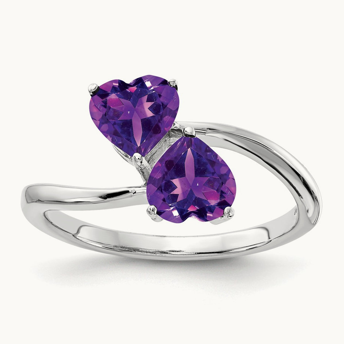 Heart Amethyst Ring — 14K White Gold