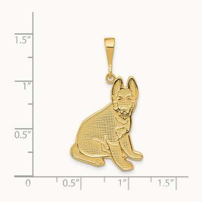 German Shepherd Pendant, 14K