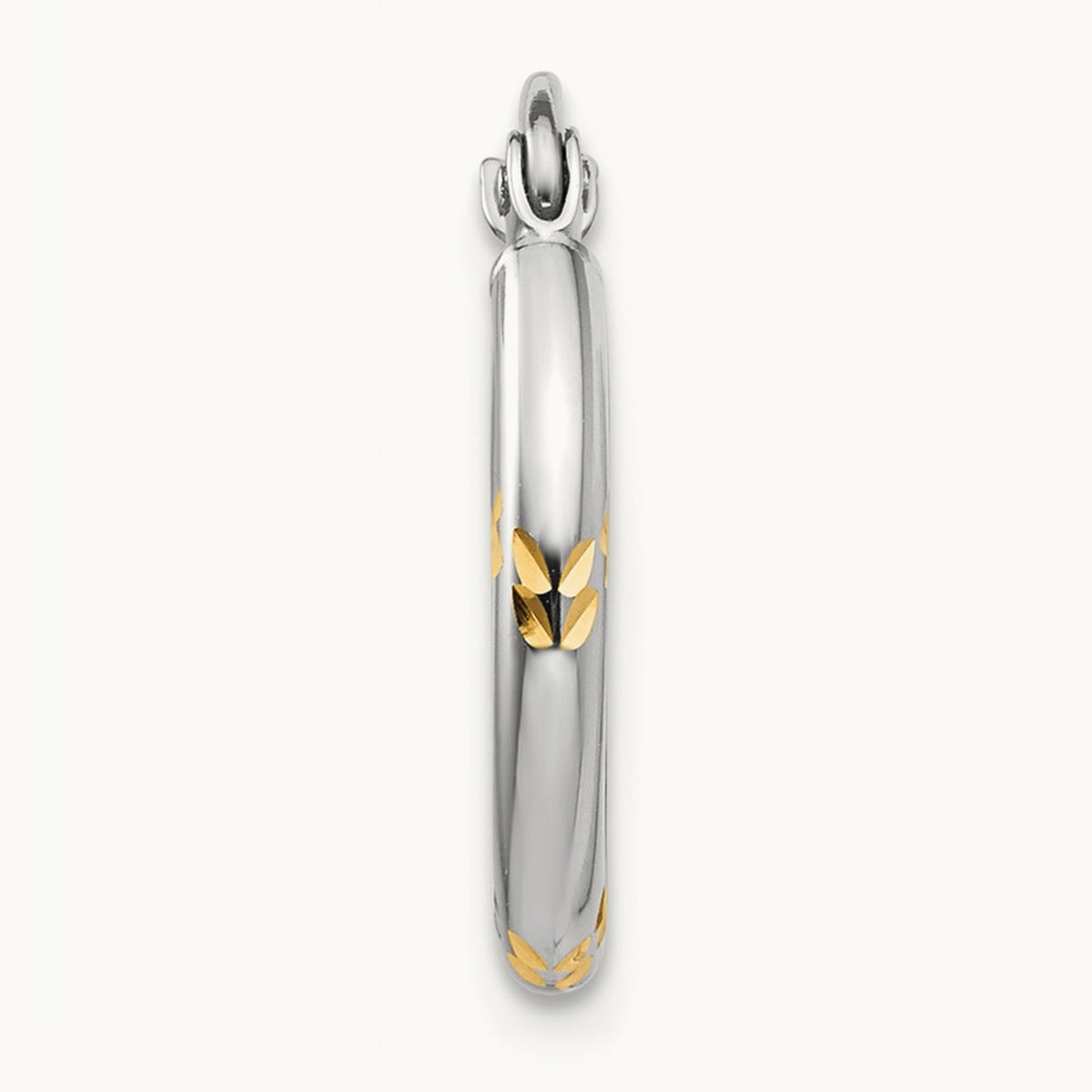 Single 14k White Gold and Yellow Rhodium D/C Hoop Earring