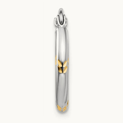 Single 14k White Gold and Yellow Rhodium D/C Hoop Earring