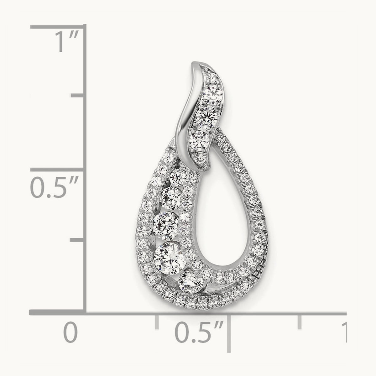 Polished Diamond Teardrop Chain slide, 14K White Gold