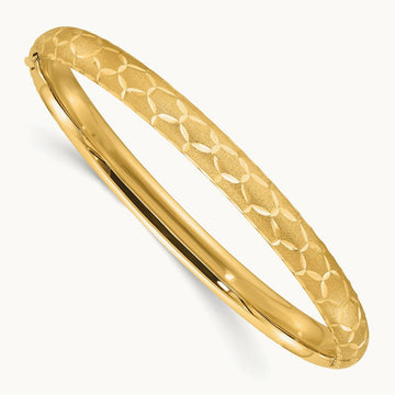 Satin D/C Hinged Bangle, 6.20mm, 14K