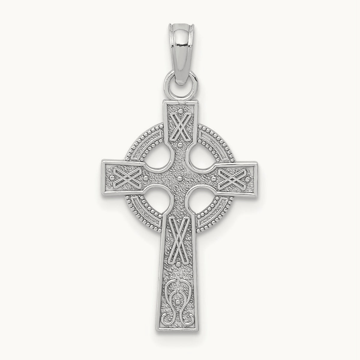 Celtic Cross Pendant — 14K White Gold