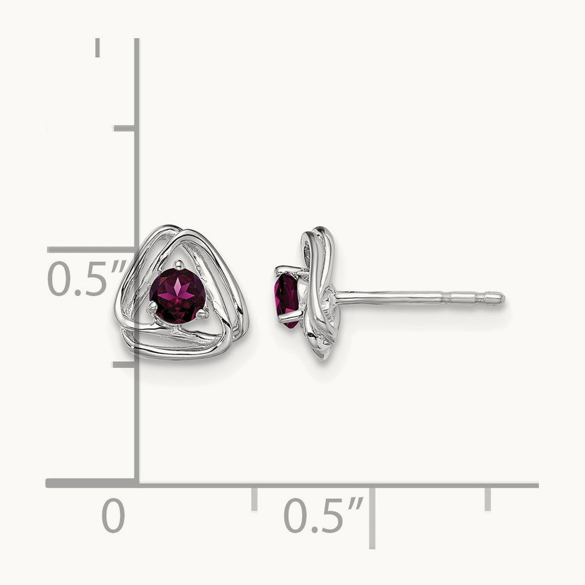 Rhodolite Garnet Post Earrings — 14K White Gold