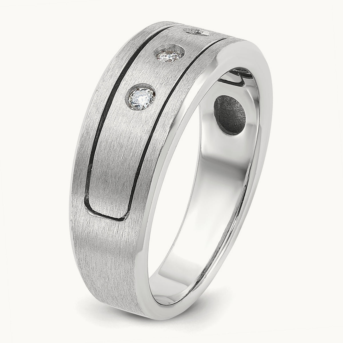 WG IBGoodman Men's Polished/Satin/Antiqued Diamond Complete Ring, 14K