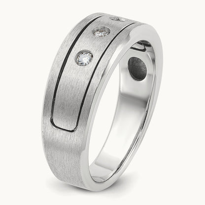 WG IBGoodman Men's Polished/Satin/Antiqued Diamond Complete Ring, 14K
