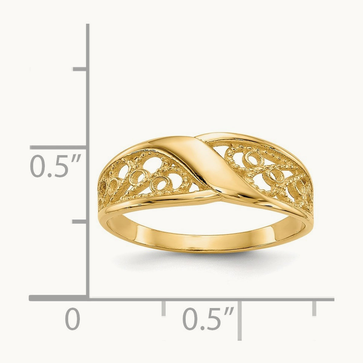 Polished Filigree Ring, 14K