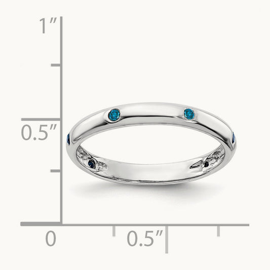 6-stone Blue Diamond Band, 14K White Gold