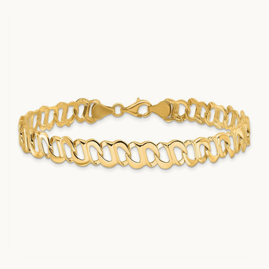 Polished Fancy Link Bracelet, 14K