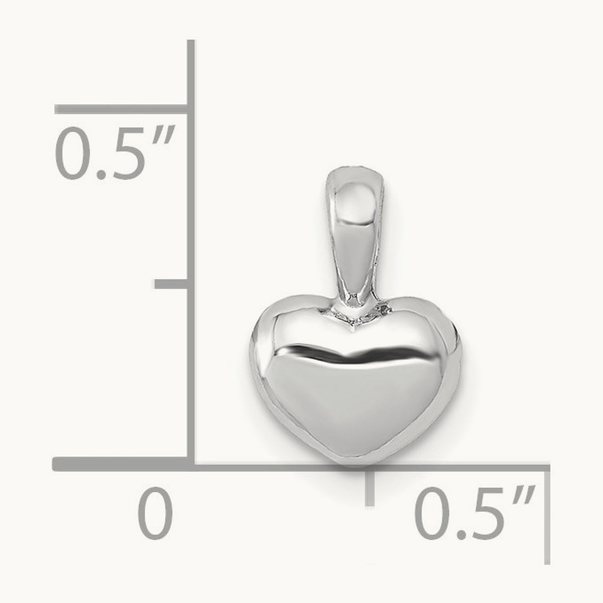 Polished Domed Heart Charm — 14K White Gold