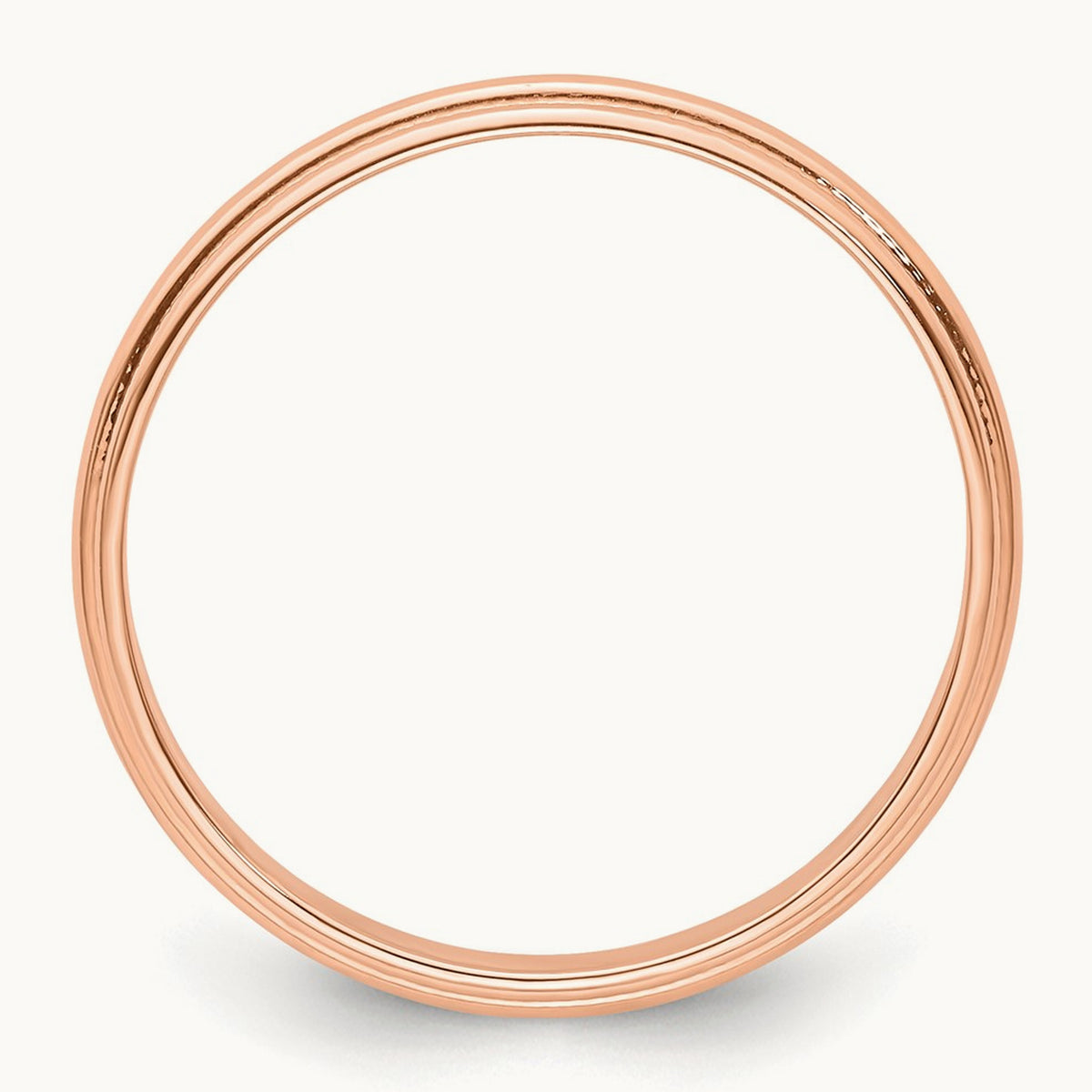 Lightweight Milgrain Half Round Band — 14K Rose Gold, 3mm