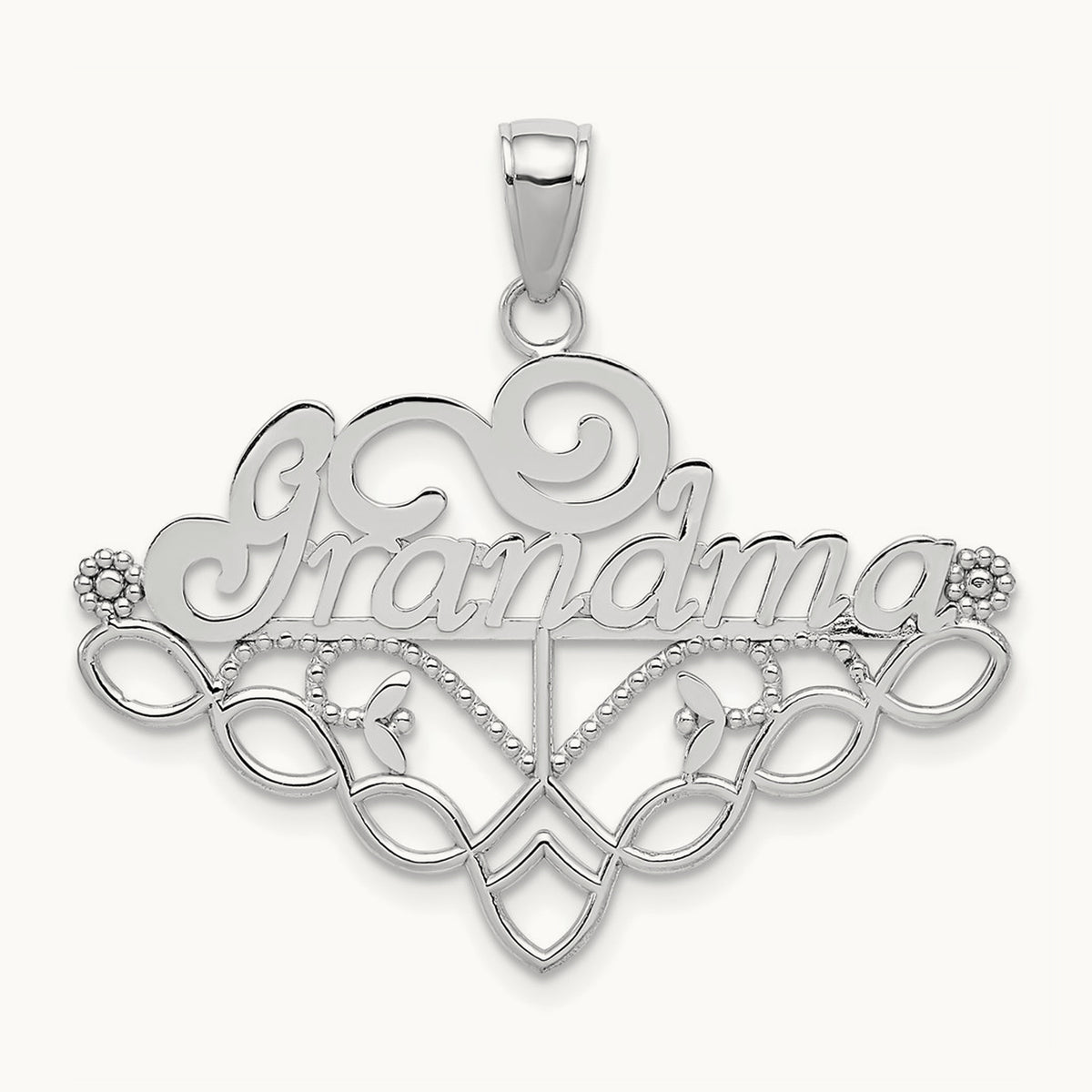 GRANDMA Birthstone Charm Holder Pendant — 14K White Gold