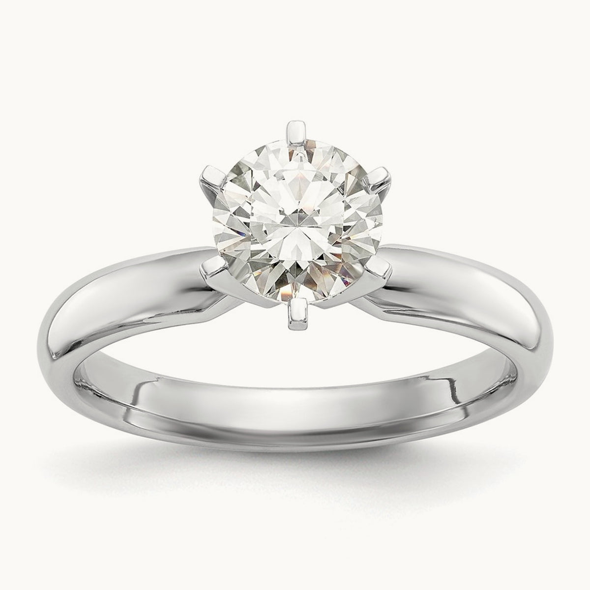 1ct. Medium-Wt Comfort-Fit 6-Prong Ring Mounting, 14K White Gold
