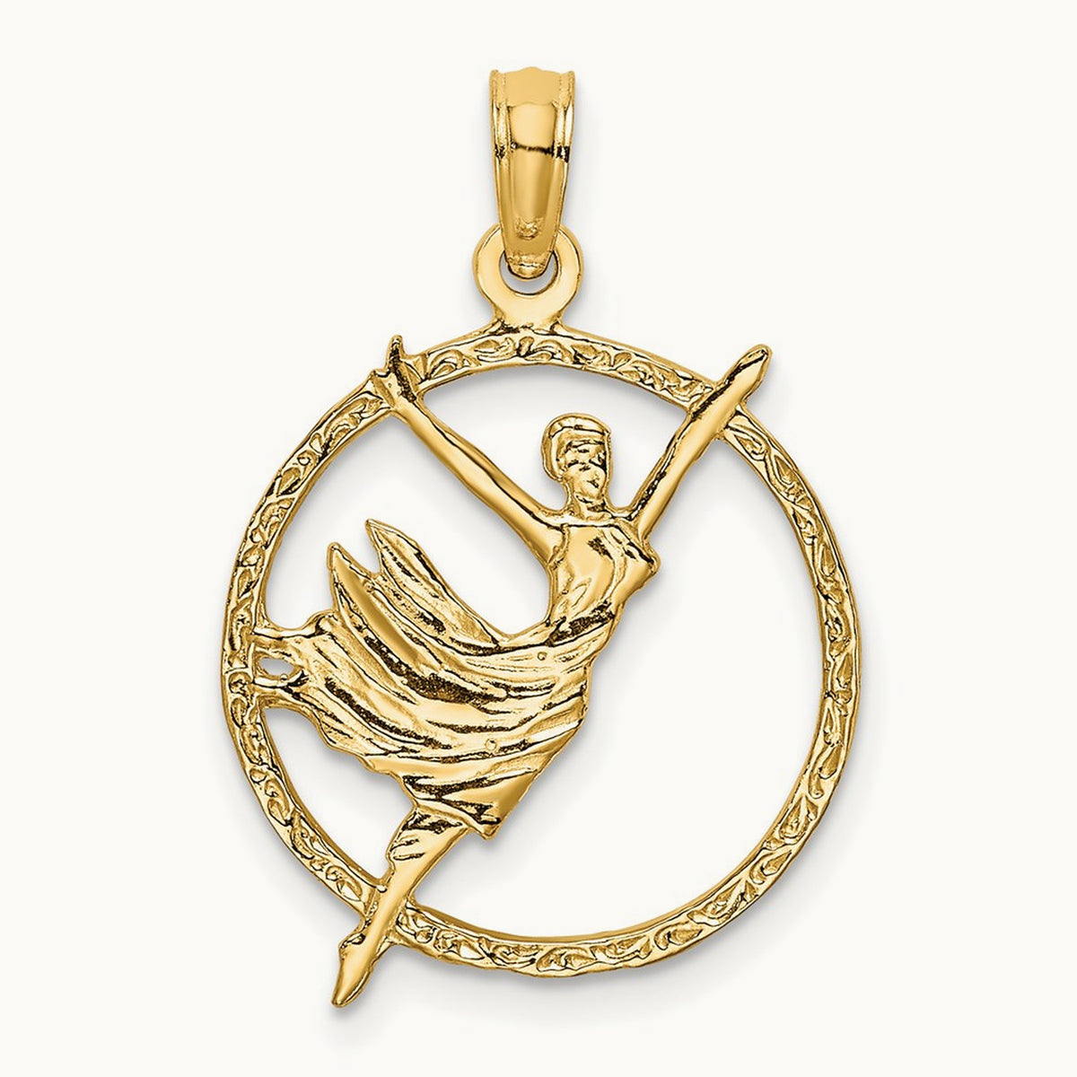 Dancer in Circle Frame Charm, 14K