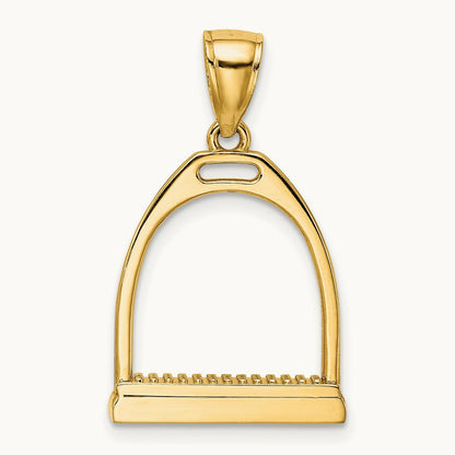 3-D and Polished Large Horse Stirrup Charm, 14K
