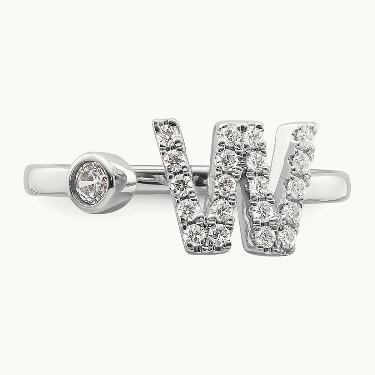 Initial W Adjustable Ring, 0.25 ct tw Lab-Grown Diamond