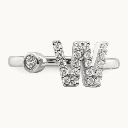Initial W Adjustable Ring, 0.25 ct tw Lab-Grown Diamond