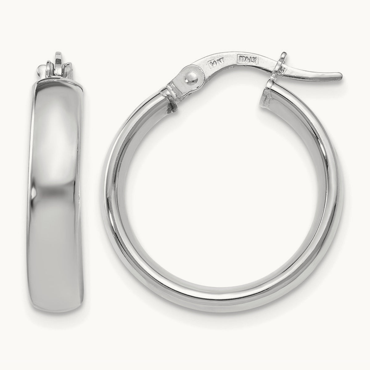 Plating Polished Hoop Earrings, 14K with White Rhodium — Leslie's