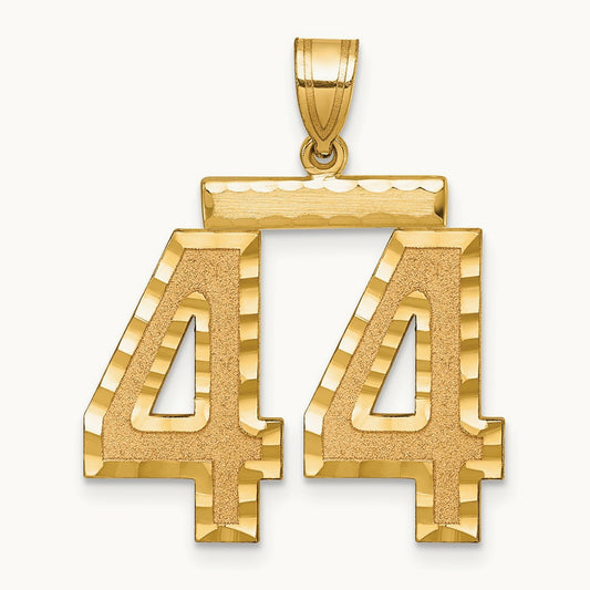 Large Brushed Diamond-cut Number 44 Charm, 14K