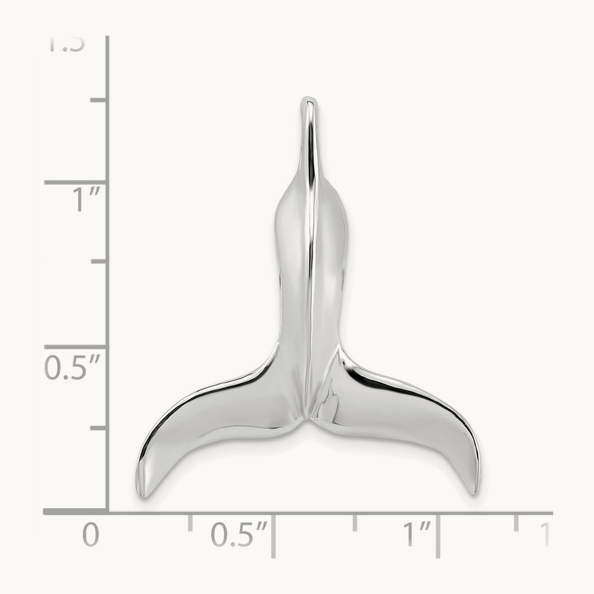 3-D Polished Whale Tail Chain Slide — 14K White Gold, 30mm