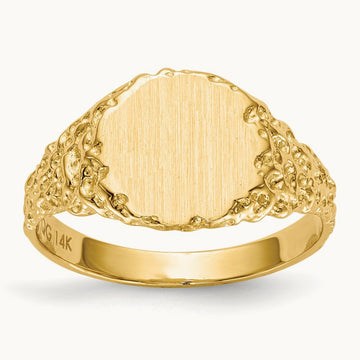 9.5x8. Closed Back Signet Ring, 5mm, 14K